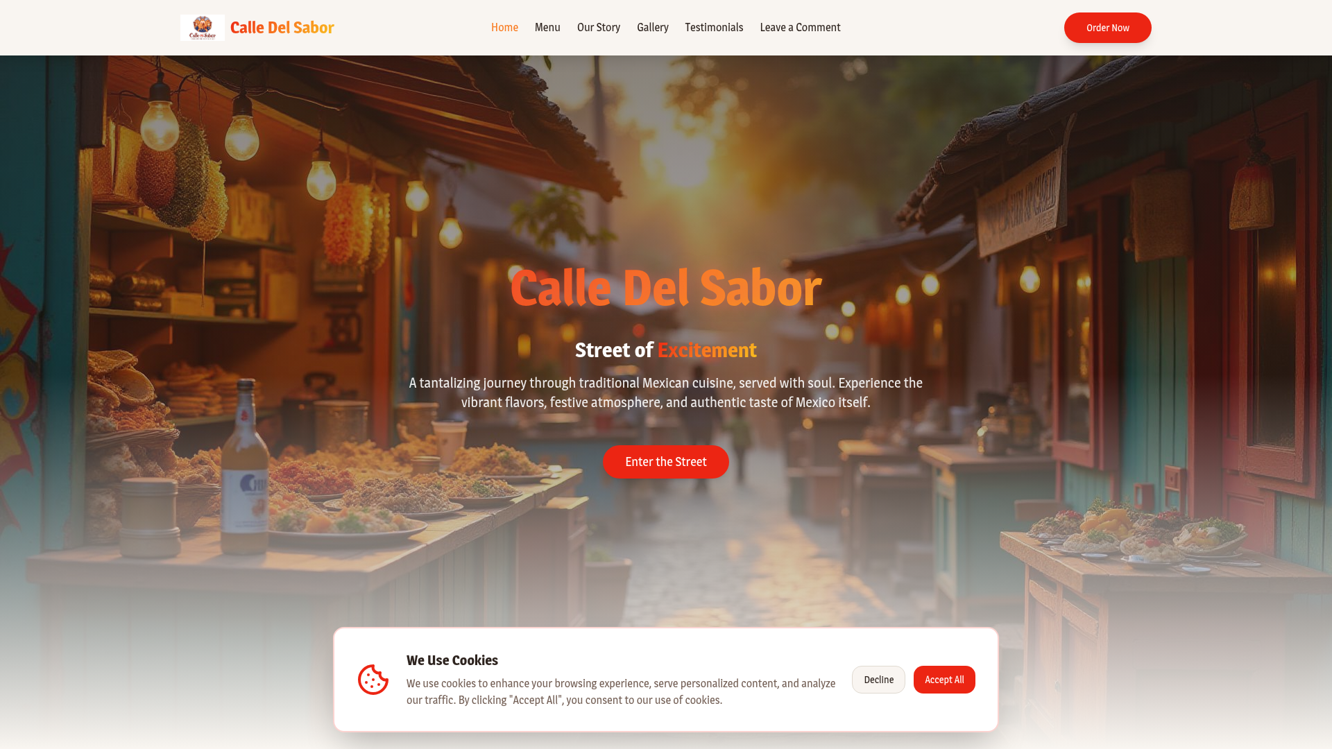 Calle Del Sabor website screenshot