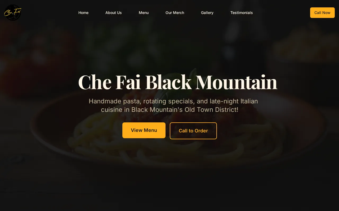 Che Fai Black Mountain live restaurant homepage